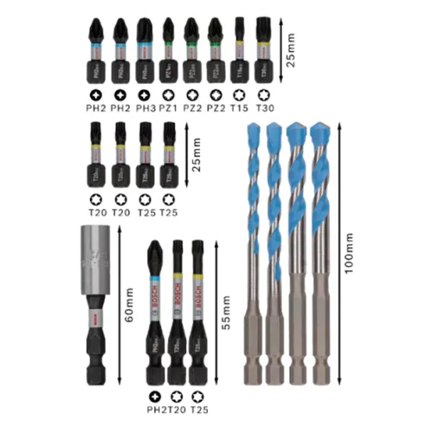 Set mixt de piese Bosch B2608521U83  Cantitatea în set - 20 photo 3