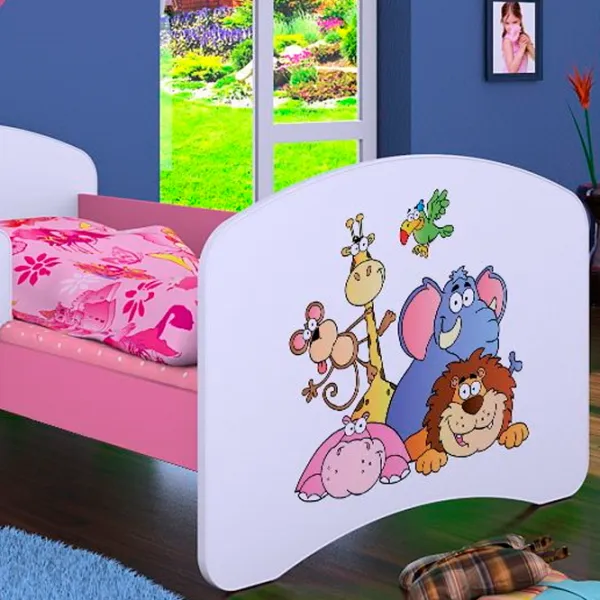 Pat pentru copii Happy Babies Happy Safari L05 90 x 180 cm / PVC / Pink photo 2