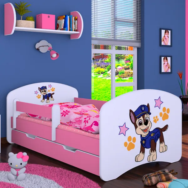 Pat pentru copii Happy Babies Happy Police Dog L02 70 x 140 cm / Placa / Pink photo 1 Pat pentru copii Happy Babies Happy Police Dog L02 70 x 140 cm / Placa / Pink photo 1