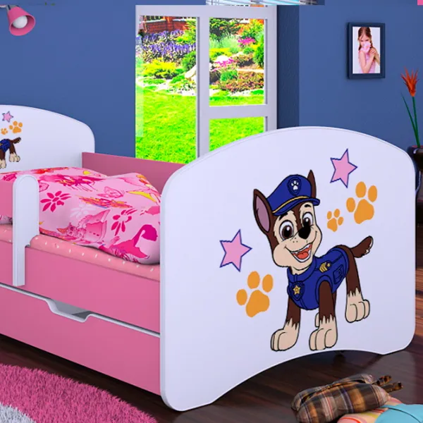 Pat pentru copii Happy Babies Happy Police Dog L02 70 x 140 cm / Placa / Pink photo 2 Pat pentru copii Happy Babies Happy Police Dog L02 70 x 140 cm / Placa / Pink photo 2