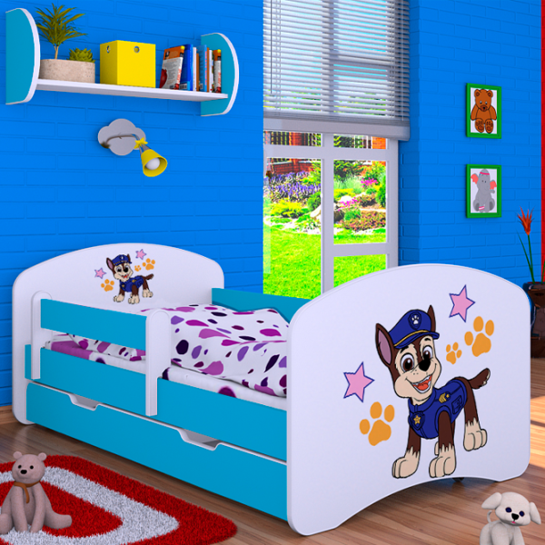 Pat pentru copii Happy Babies Happy Police Dog L02 70 x 140 cm / Placa / Blue photo 1 Pat pentru copii Happy Babies Happy Police Dog L02 70 x 140 cm / Placa / Blue photo 1