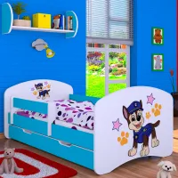 Pat pentru copii Happy Babies Happy Police Dog L02 70 x 140 cm / Placa / Blue