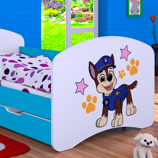 Pat pentru copii Happy Babies Happy Police Dog L02 70 x 140 cm / Placa / Blue photo 2 Pat pentru copii Happy Babies Happy Police Dog L02 70 x 140 cm / Placa / Blue photo 2