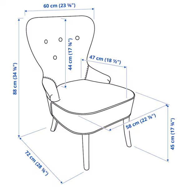 Кресло Ikea Remsta/Hakebo Черный Тёмно-серый photo 5