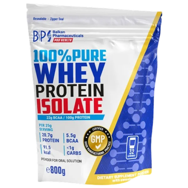 Proteină Balkan Pharmaceuticals 100% Pure Whey Protein Isolate 800 g () praf / Fără gust photo 1 Proteină Balkan Pharmaceuticals 100% Pure Whey Protein Isolate 800 g () praf / Fără gust photo 1