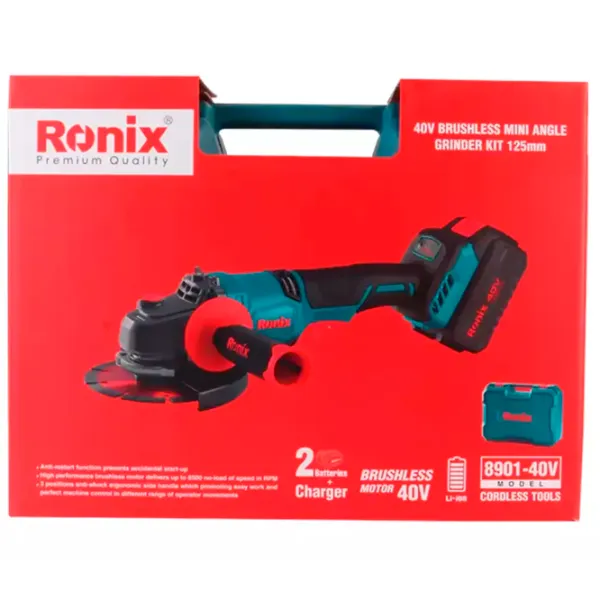 Шлифовальная машина Ronix 8901-40V Угловая / / Синий photo 6