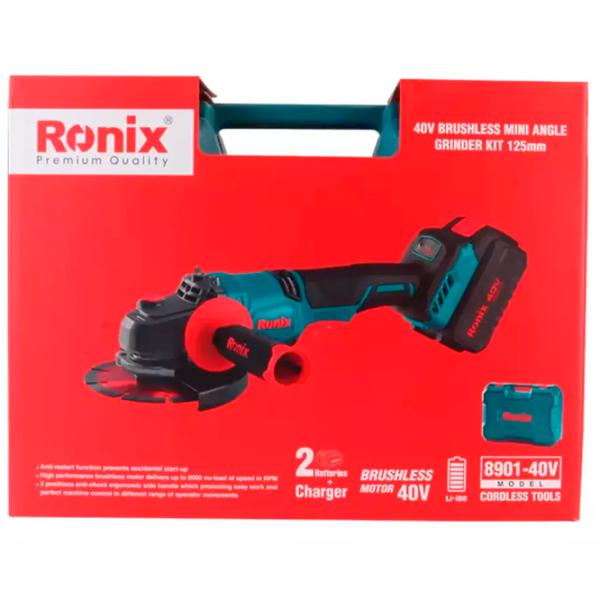 Шлифовальная машина Ronix 8901-40V Угловая / / Синий photo 6