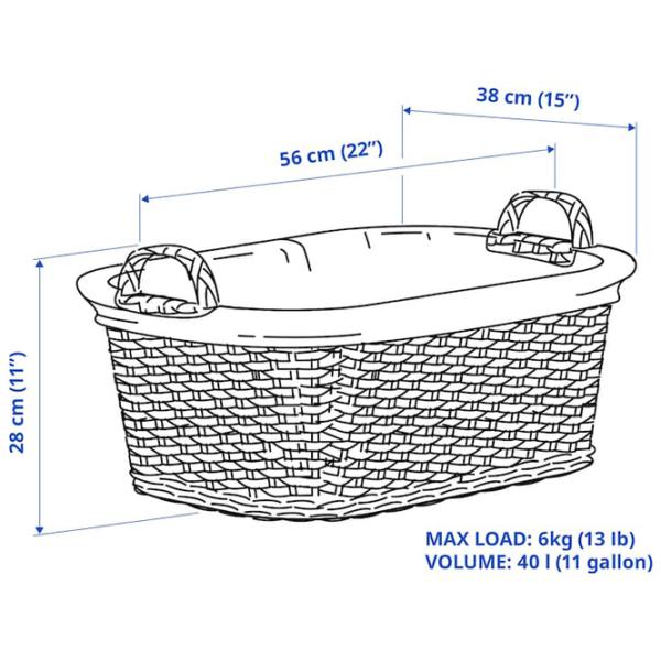 Coș pentru rufe Ikea Tolkning 40l / Bambus / Beige  photo 8