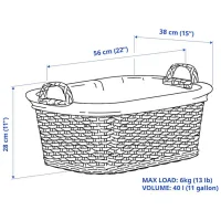 Корзина для белья Ikea Tolkning 40л / Бамбуc / Бежевый photo 8