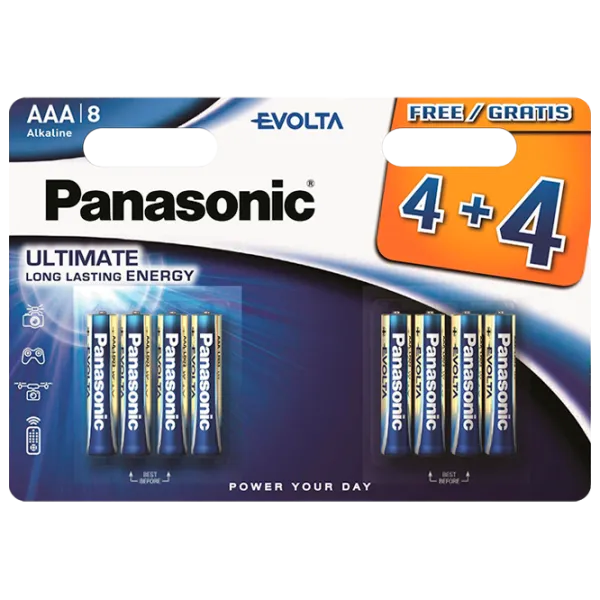 Baterie Panasonic Evolta LR03 1.5 V / 8 buc. photo 1