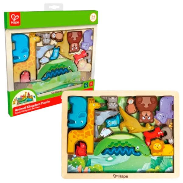 Puzzle Hape Regatul animalelor 3+/ Numărul de piese: 16 photo 1