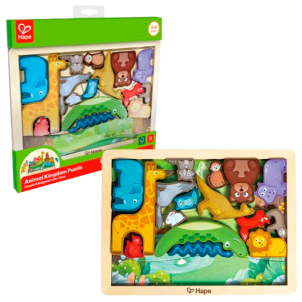 Puzzle Hape Regatul animalelor 3+/ Numărul de piese: 16 photo 1