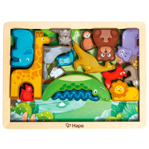 Puzzle Hape Regatul animalelor 3+/ Numărul de piese: 16 photo 3