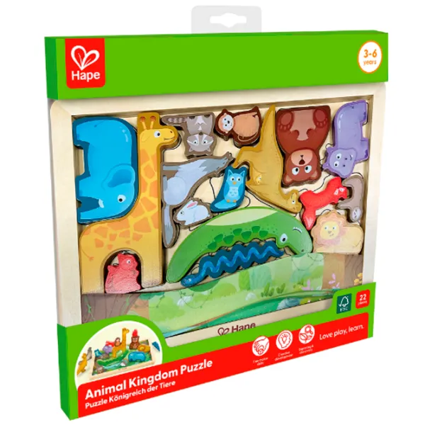 Puzzle Hape Regatul animalelor 3+/ Numărul de piese: 16 photo 5