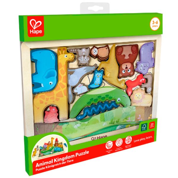 Puzzle Hape Regatul animalelor 3+/ Numărul de piese: 16 photo 5