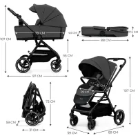 Детская коляска KinderKraft YOXI 2in1 KSYOXI00GRY2000/ Серый photo 8