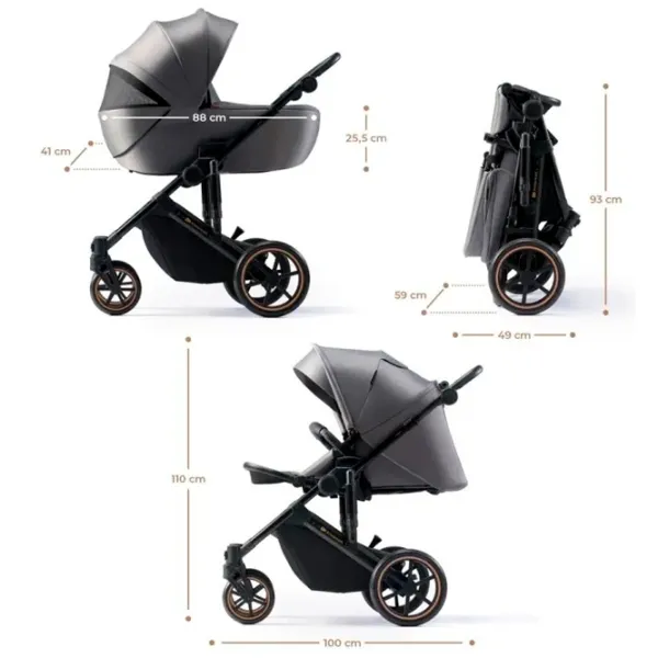 Cărucior pentru copil KinderKraft Prime 2 Mink Pro 3in1 5902533923939/ Gray photo 6