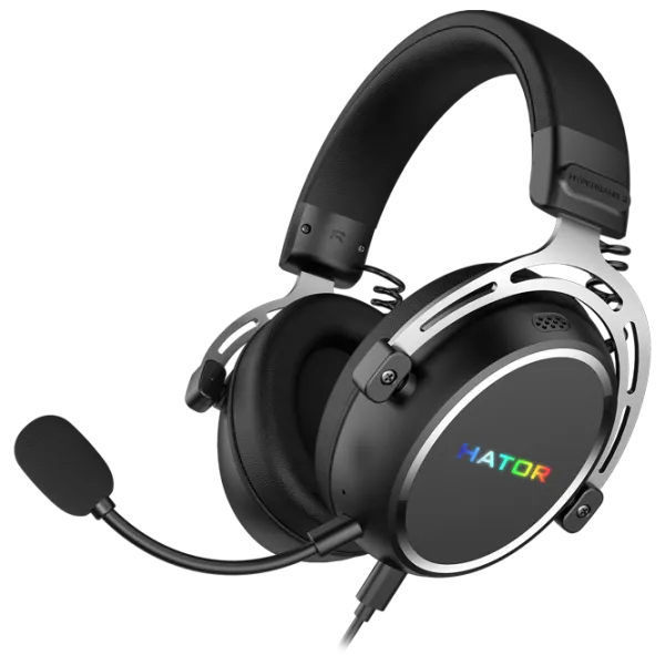 Căști Hator Hypergang 3 USB Silver Black Cu fir/ Gaming photo 2 Căști Hator Hypergang 3 USB Silver Black Cu fir/ Gaming photo 2