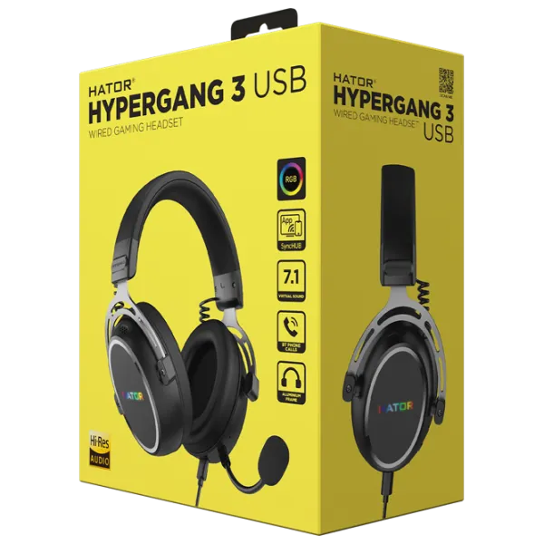 Căști Hator Hypergang 3 USB Silver Black Cu fir/ Gaming photo 6 Căști Hator Hypergang 3 USB Silver Black Cu fir/ Gaming photo 6
