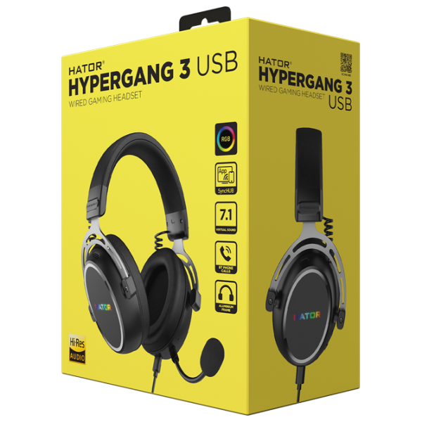 Căști Hator Hypergang 3 USB Silver Black Cu fir/ Gaming photo 6 Căști Hator Hypergang 3 USB Silver Black Cu fir/ Gaming photo 6