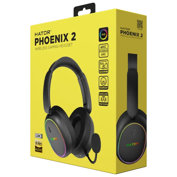Наушники Hator Phoenix 2 Серебристый Черный Беспроводные/ Игровой photo 6 Наушники Hator Phoenix 2 Серебристый Черный Беспроводные/ Игровой photo 6