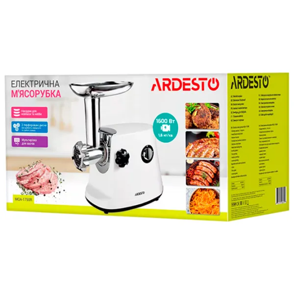 Mașină de tocat carne Ardesto MGL-1750R 1700 W / 1.6 kg/min / White photo 9