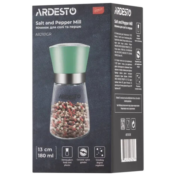 Râșnița de sare și piper Ardesto AR2101GR Cuțit rotativ / / Green photo 4