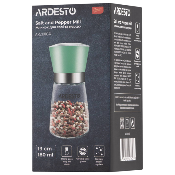 Râșnița de sare și piper Ardesto AR2101GR Cuțit rotativ / / Green photo 4
