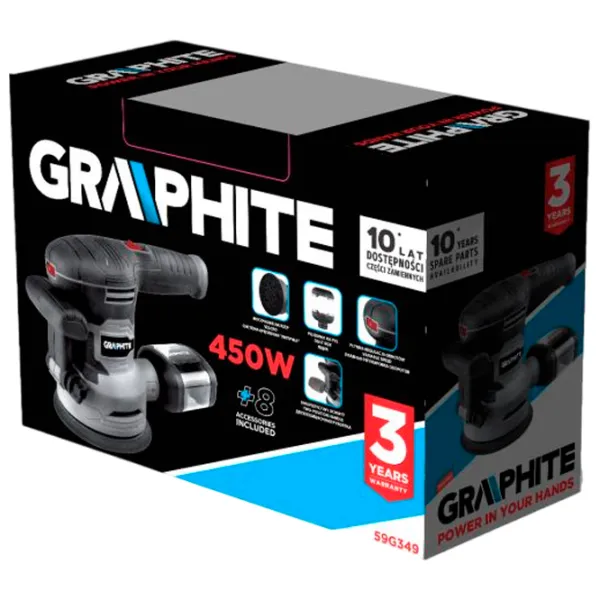 Șlefuitor Graphite 59G349 Cu excentric / 450 W / Black photo 8