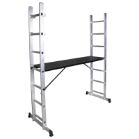 Scară mobilă cu platformă Bisonte STR0507 2x7 150 kg