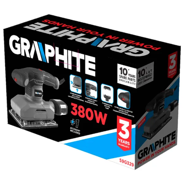 Șlefuitor Graphite 59G329 Orbital / 380 W / Gray photo 8 Șlefuitor Graphite 59G329 Orbital / 380 W / Gray photo 8