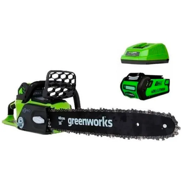 Fierăstrău cu lanţ Greenworks GD40CS40 cu acumulator/ Green photo 1