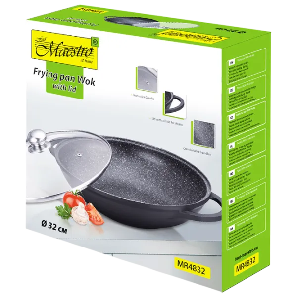Tigaie Maestro MR-4832 Wok / 32 cm / Black photo 7