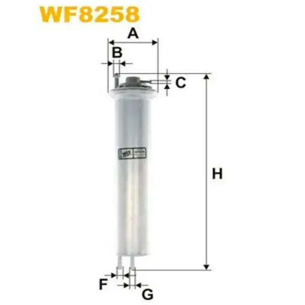 Filtru combustibil Wix Filters WF8258 76 mm photo 2 Filtru combustibil Wix Filters WF8258 76 mm photo 2
