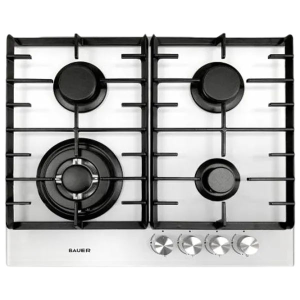 Plită încorporabilă pe gaz Bauer GH-604 BG03W Sticlă călită / White photo 1