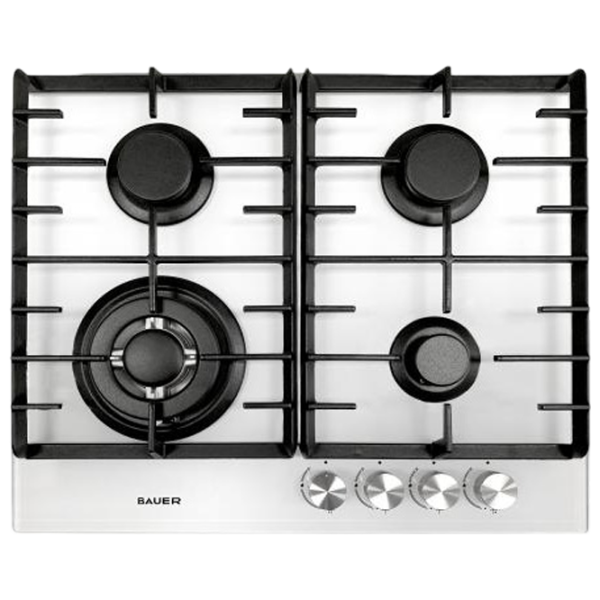 Plită încorporabilă pe gaz Bauer GH-604 BG03W Sticlă călită / White photo 1