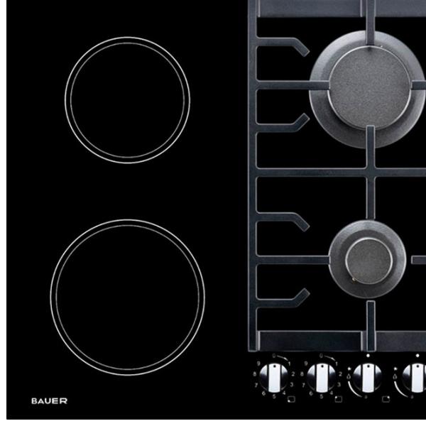 Plită încorporabilă combinată Bauer PRG 6042EG-CC7B Black photo 3