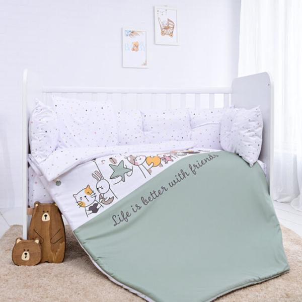 Детское постельное бельё Lorelli Lily Happy Friends (20800146401) Хлопок/ Мятный White photo 1 Детское постельное бельё Lorelli Lily Happy Friends (20800146401) Хлопок/ Мятный White photo 1