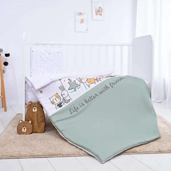 Детское постельное бельё Lorelli Happy Friends (10420016401) Хлопок/ Мятный White photo 1 Детское постельное бельё Lorelli Happy Friends (10420016401) Хлопок/ Мятный White photo 1