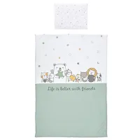 Lenjerie de pat pentru copii Lorelli Happy Friends (10420016401) Bumbac/ Mint White photo 2