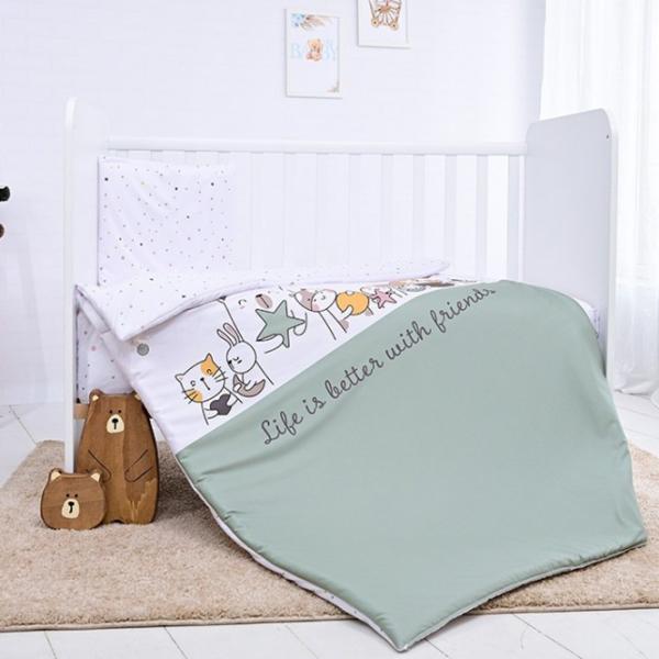 Детское постельное бельё Lorelli Cosy Happy Friends (10420066401) Хлопок/ Мятный White photo 1 Детское постельное бельё Lorelli Cosy Happy Friends (10420066401) Хлопок/ Мятный White photo 1