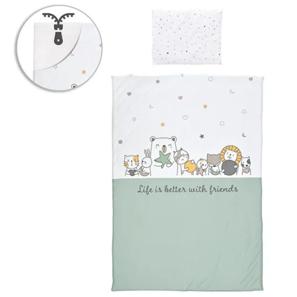 Детское постельное бельё Lorelli Cosy Happy Friends (10420066401) Хлопок/ Мятный White photo 2 Детское постельное бельё Lorelli Cosy Happy Friends (10420066401) Хлопок/ Мятный White photo 2