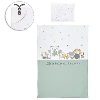 Lenjerie de pat pentru copii Lorelli Cosy Happy Friends (10420066401) Bumbac/ Mint White photo 2