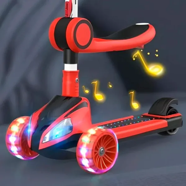 Trotinetă pentru copii cu trei roți 4Play Headlights (00-00842020) 80 kg/ Red photo 3