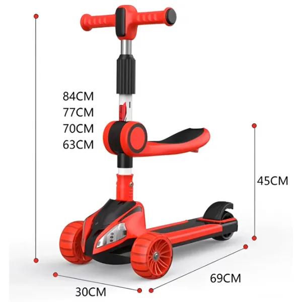 Trotinetă pentru copii cu trei roți 4Play Headlights (00-00842020) 80 kg/ Red photo 4
