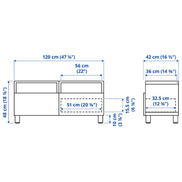 Comodă TV Ikea Besta/Hedeviken/Stubbarp 48 x 120 x 42 / PAL photo 2 Comodă TV Ikea Besta/Hedeviken/Stubbarp 48 x 120 x 42 / PAL photo 2