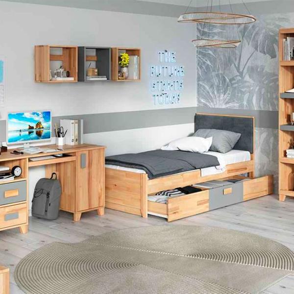 Кровать Relaxe Rainbow 90 x 200 см / Бук / Тёмно-серый photo 3