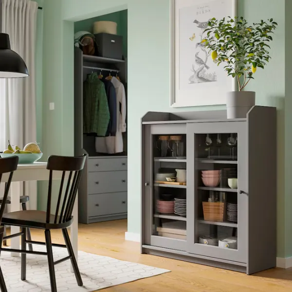 Kухонный шкаф Ikea Hauga Серый / Стекло photo 3