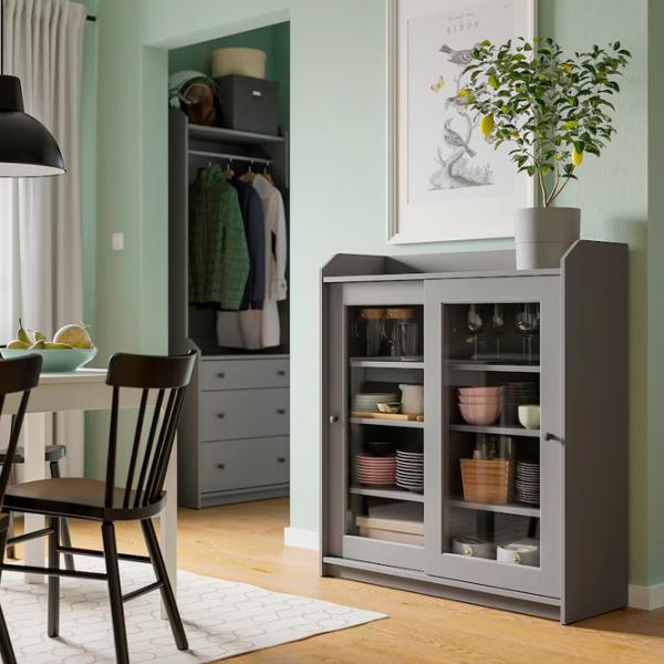 Kухонный шкаф Ikea Hauga Серый / Стекло photo 3