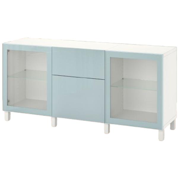 Kухонный шкаф Ikea Besta Синий / Стекло photo 1 Kухонный шкаф Ikea Besta Синий / Стекло photo 1